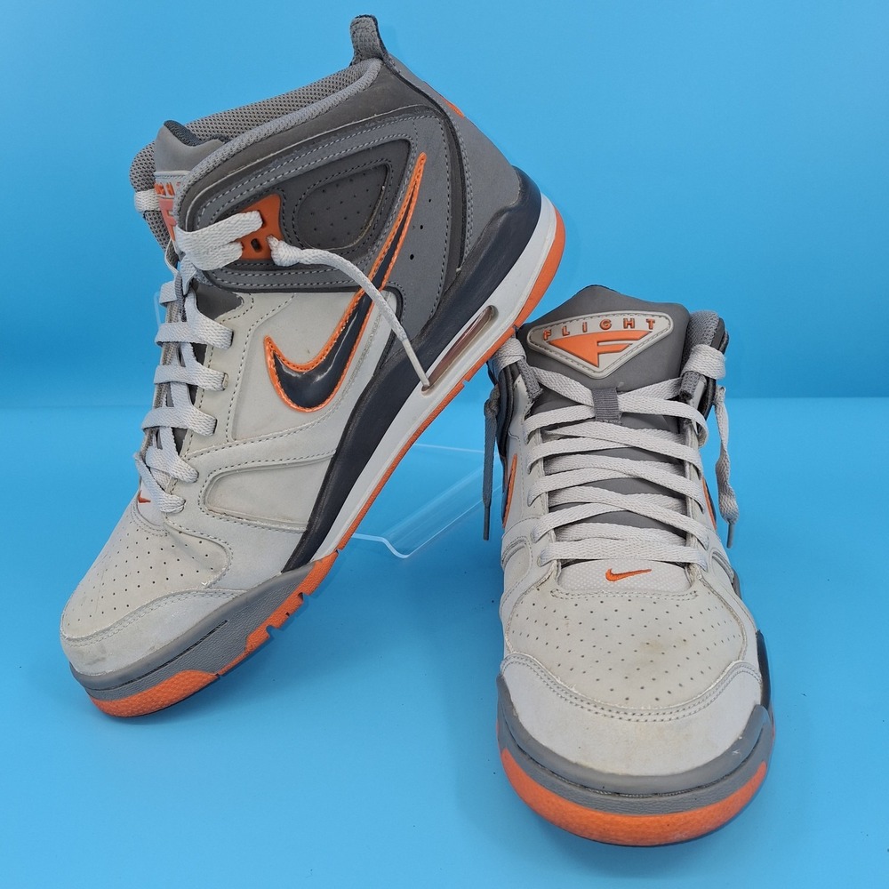 Nike Air Flight Falcon Grey Orange High OG CLEAN RARE 397204 008 Mens Size 10.5